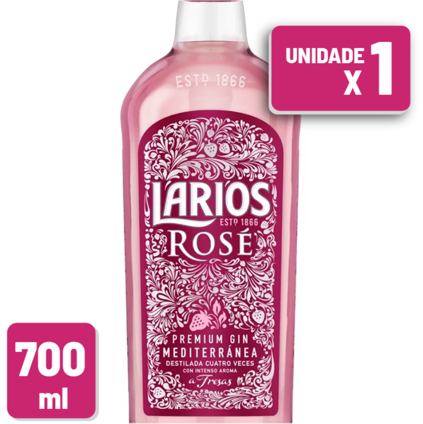 Gin Larios Rosé Garrafa Vidro 700ml