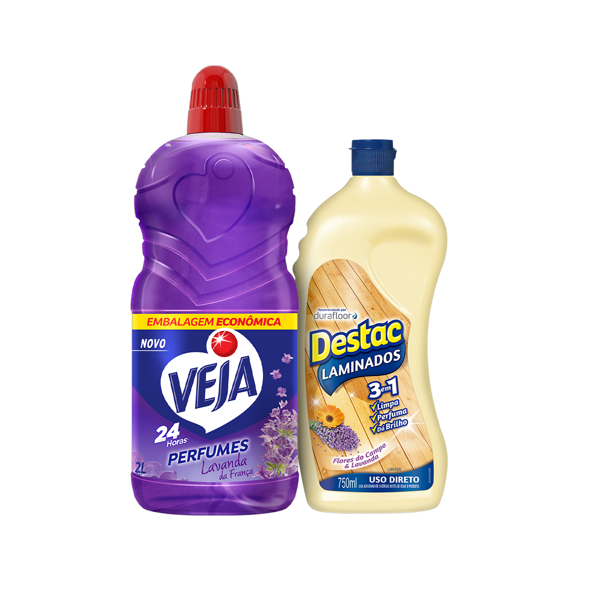 Kit Limpador Perfumado Veja Lavanda da França - 2L + Limpador Destac para Pisos Laminados Lavanda e Alfazema 750ml