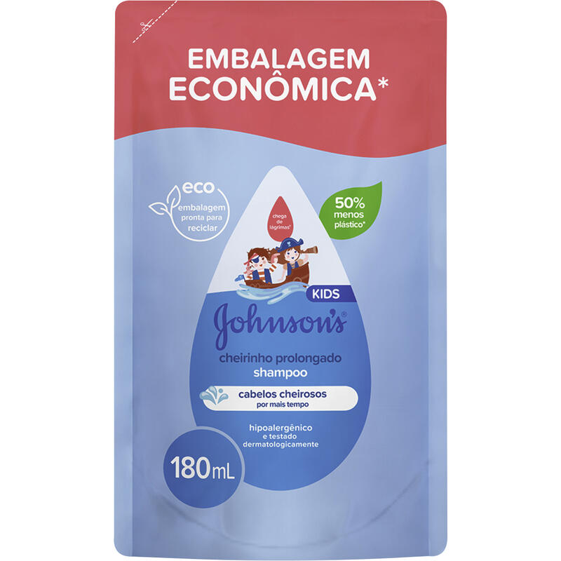 Shampoo JOHNSON'S Kids Cheirinho Prolongado 180ml Embalagem Econômica