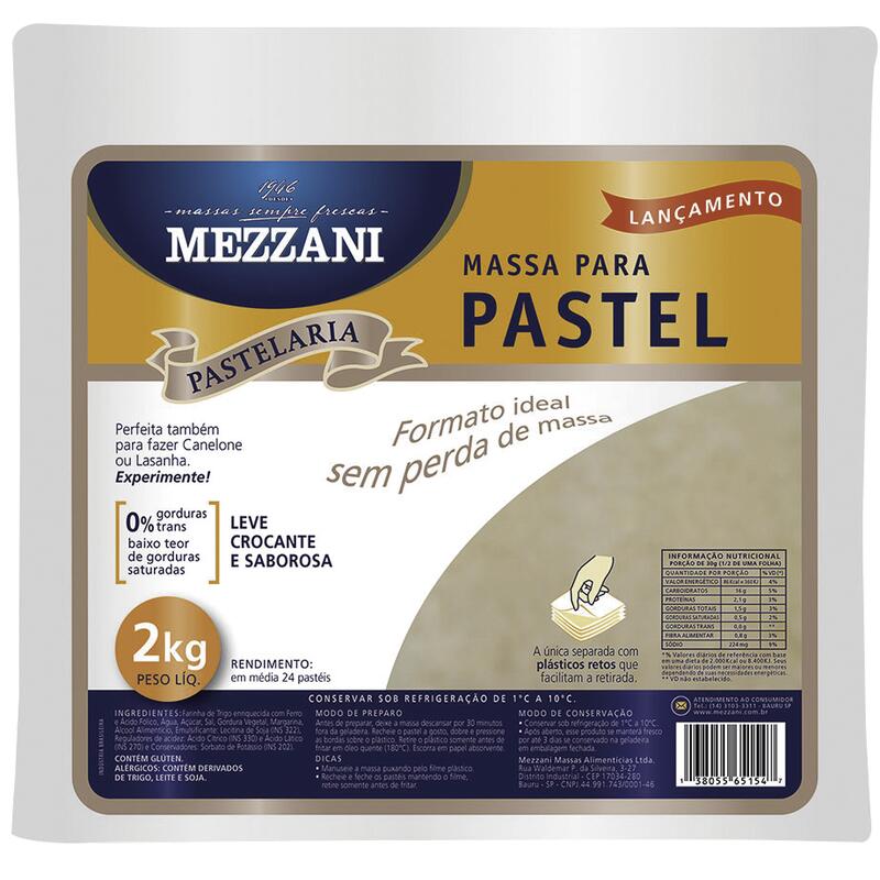 Massa para Pastel Mezzani Quadrada 2kg