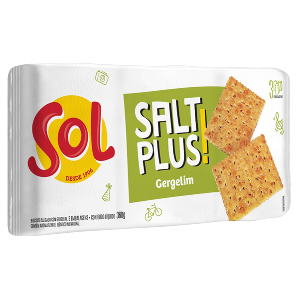Biscoito Sol 360g - Salt Plus - Gergelim