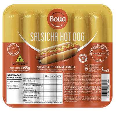 Salsicha Hot Dog Boua Resfriada 500g
