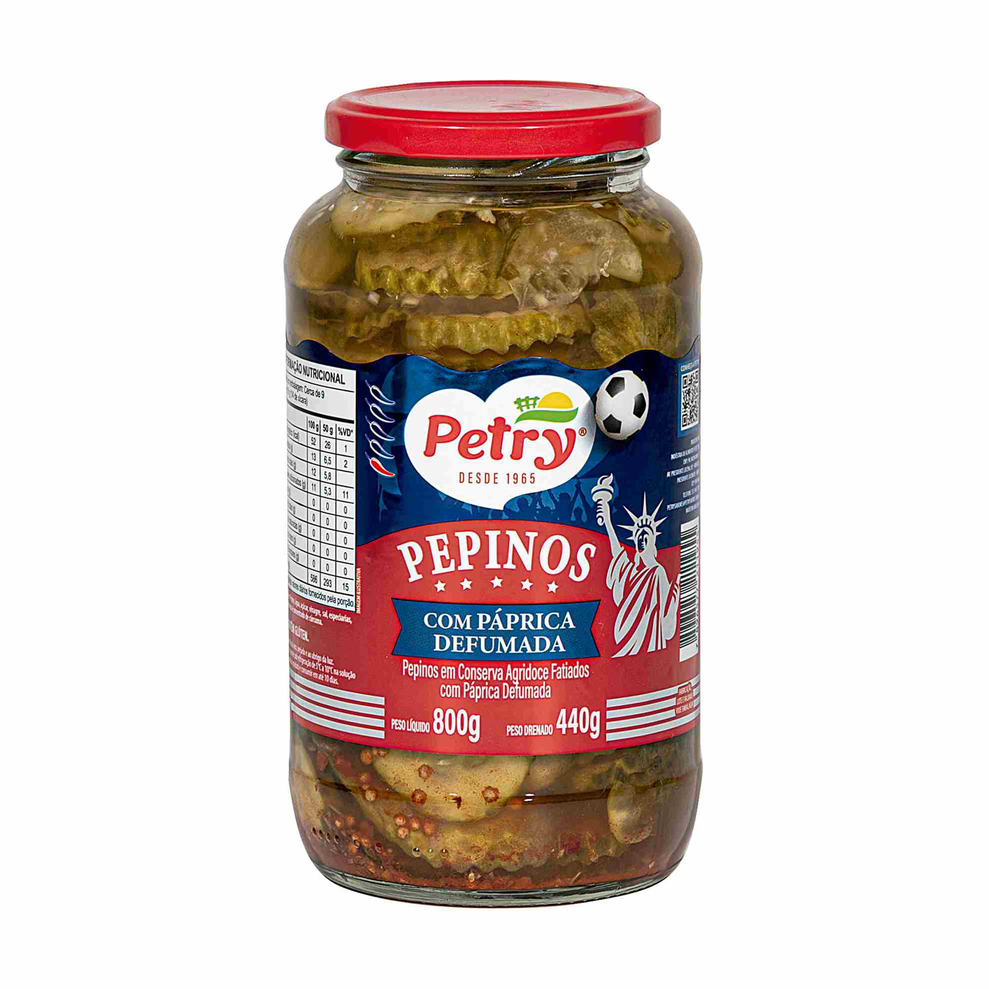 Pepinos em Conserva Agridoce com Páprica Defumada Fatiado Petry 440g