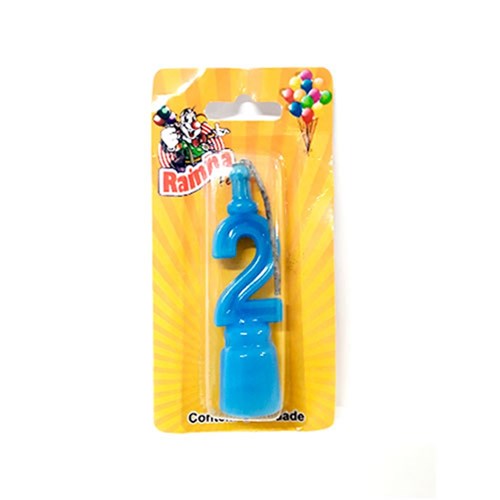 Vela Rainha Aniversário Numerada Plastico Azul N°2