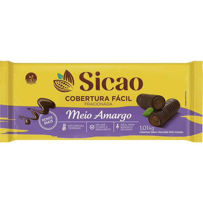 Cobertura de Chocolate Fácil Sicao Meio Amargo 1,01kg