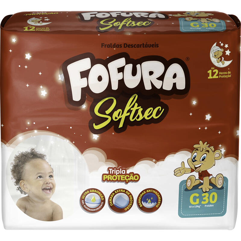 Fralda Descartável Fofura Baby Softsec Mega G 30 un