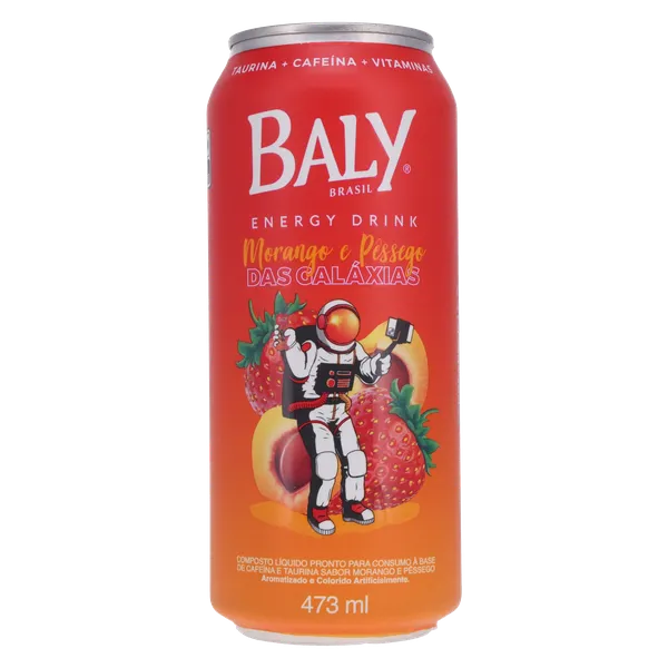 Bebida Energética Baly 473ml - Morango e Pêssego