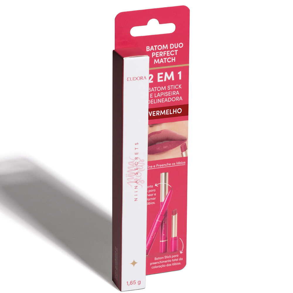 Batom NIINA SECRETS Duo 2 em 1 Vermelho 1.65g