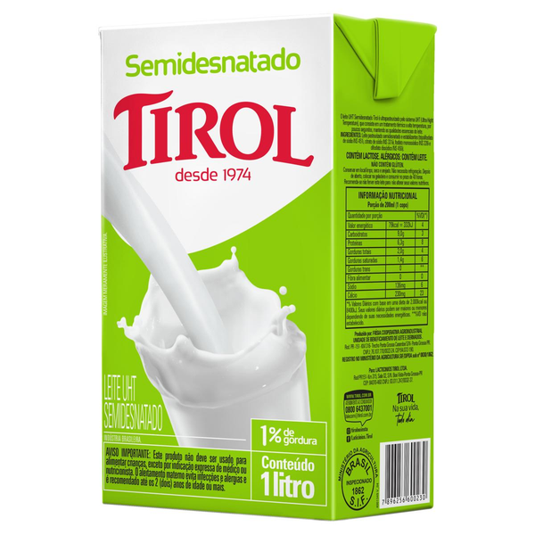 Leite Tirol UHT 1 Litro - Semidesnatado