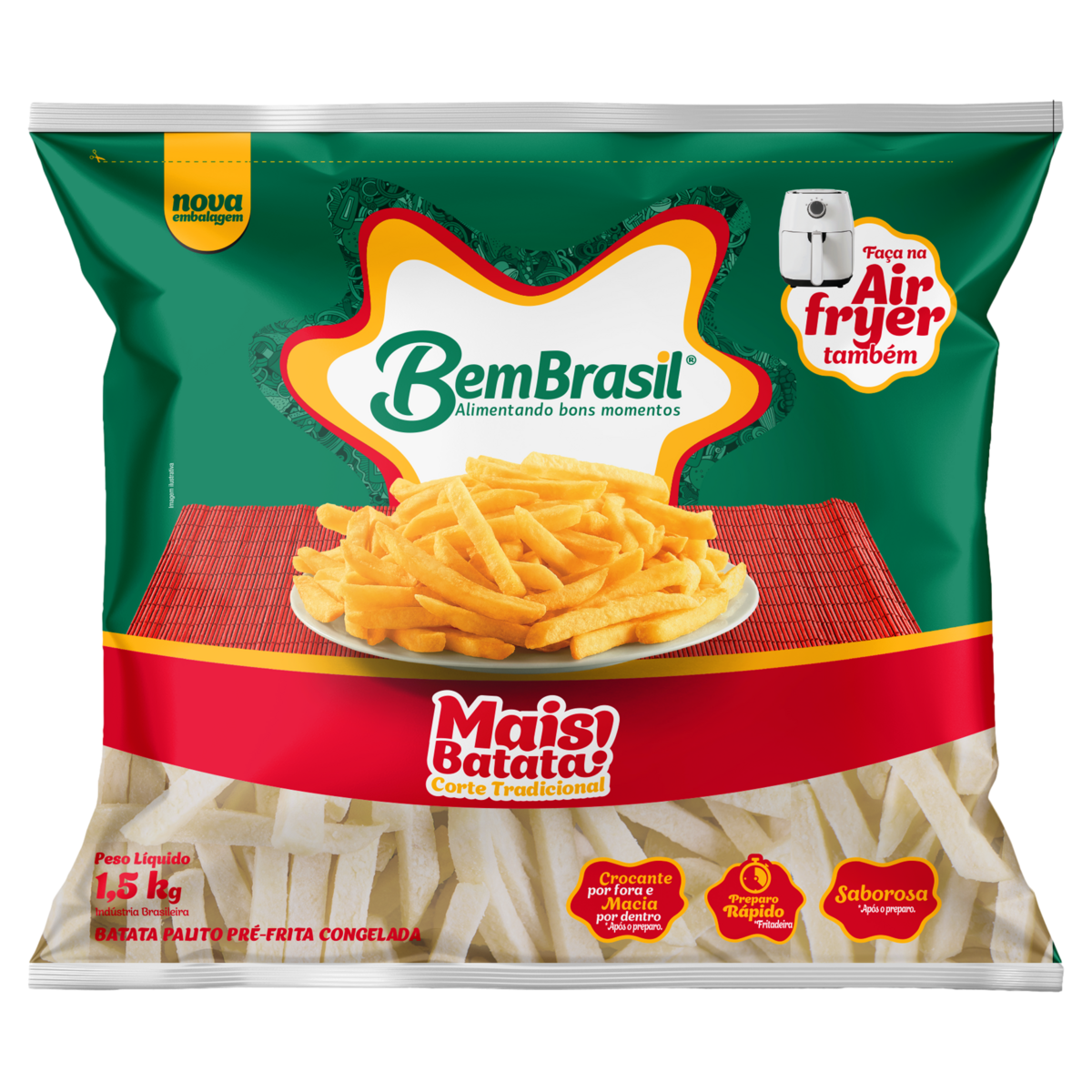 Batata Pré-Frita Palito Congelada Bem Brasil Mais Batata! Pacote 1,5kg