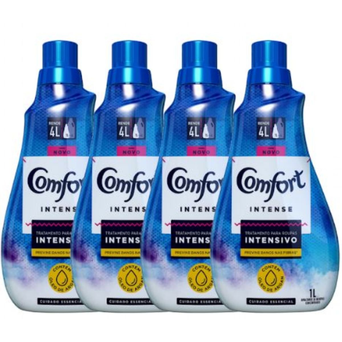 Kit com 4 Amaciantes Concentrados Comfort Essencial Azul 1L