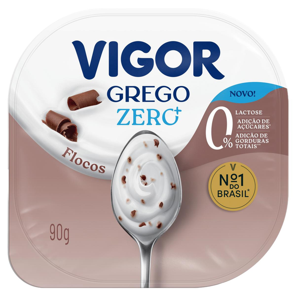 Iogurte Grego Flocos Zero Gorduras sem Adição de Açúcares Vigor 90g