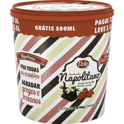 Sorvete Dale Napolitano 3,5L