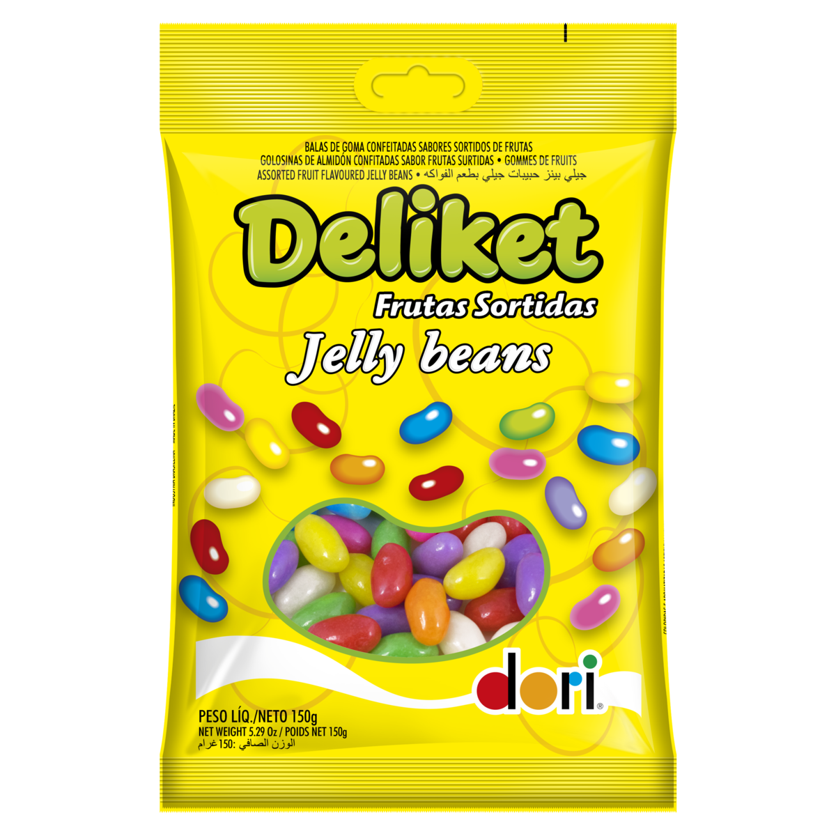 Bala de Goma Frutas Sortidas Jelly Beans Dori Deliket Pacote 150g