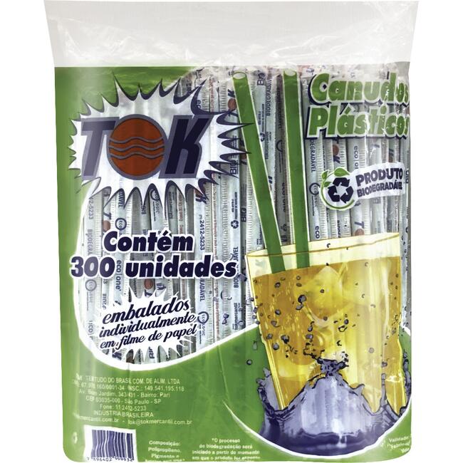 Canudo Plástico Biodegradável Tok 300 un