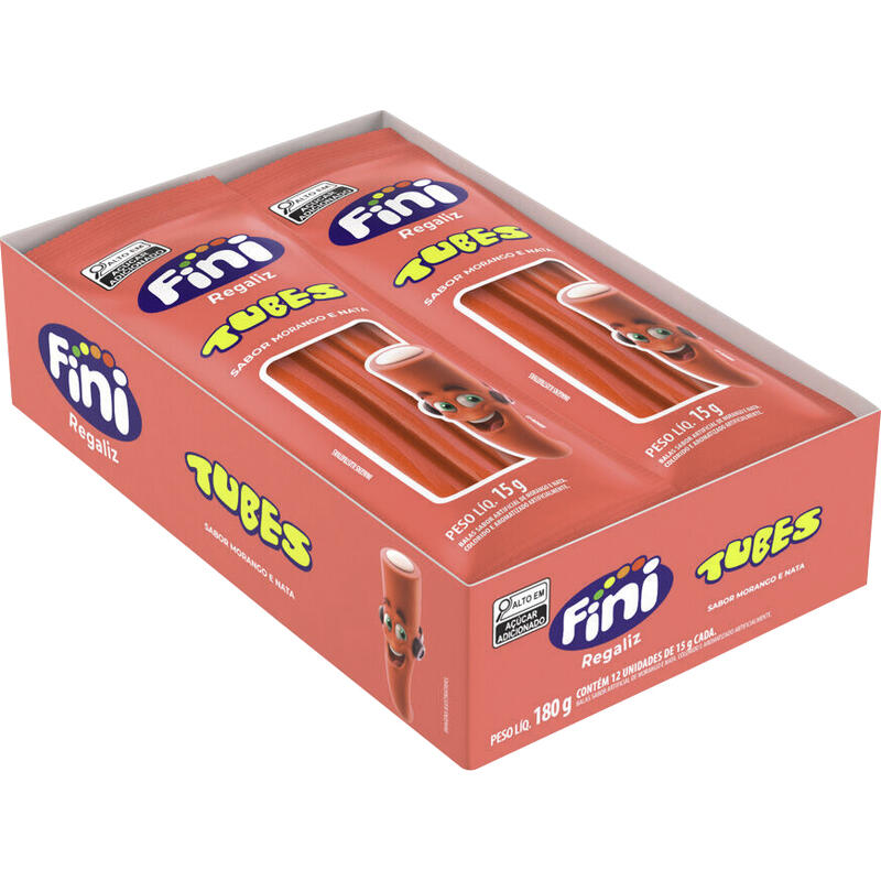 Bala de Gelatina Fini Tubes Morango 12x15g