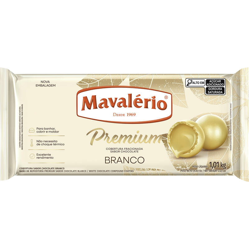 Cobertura de Chocolate Premium Mavalério Branco 1,01kg