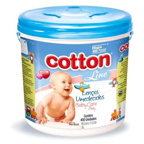 Lenços Umedecidos Cotton Line Azul Com 400 Unds