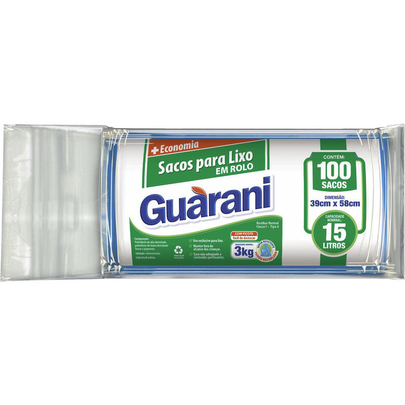 Saco de Lixo Guarani 15L 100 un