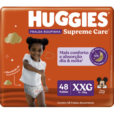Fralda Descartável HUGGIES Supreme Care Roupinha XXG com 48 Unidades Embalagem Econômica