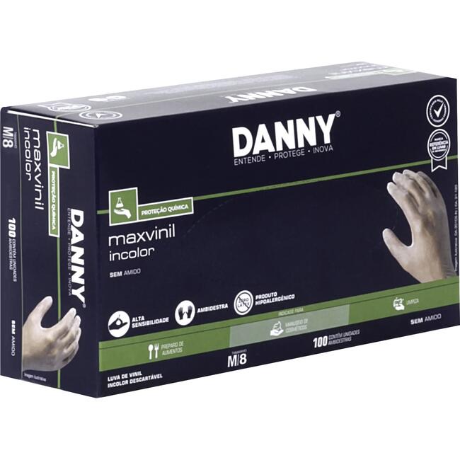 Luva de Vinil Danny Sem Amido - M 100 un