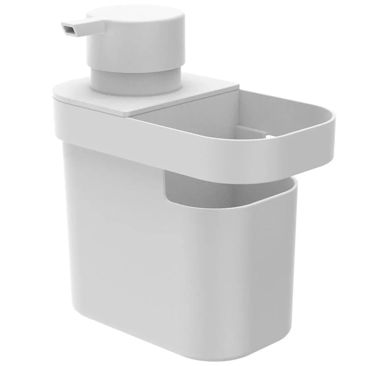 Dispenser De Detergente 650ml Organizador De Pia Porta Detergente E Esponja Branco OU