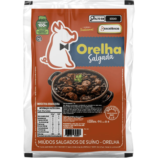 Orelha Suína Salgada Excelência Preço por quilo no pacote