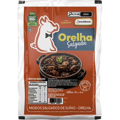 Orelha Suína Salgada Excelência Preço por quilo no pacote