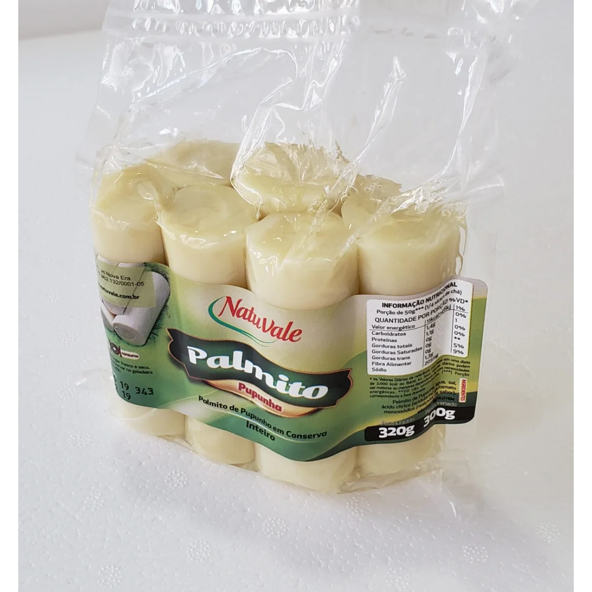 BI300 - Palmito Pupunha em Conserva Embalagem Flexivel Inteiro 300g Natuvale