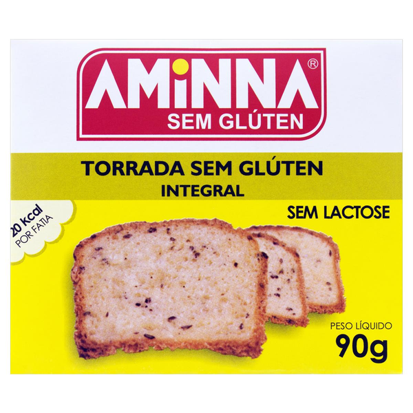 Torrada Aminna 90g - Sem Glúten - Integral