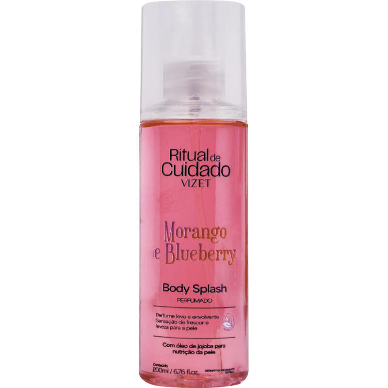 Body Splash Vizet Morango e Blueberry 200ml