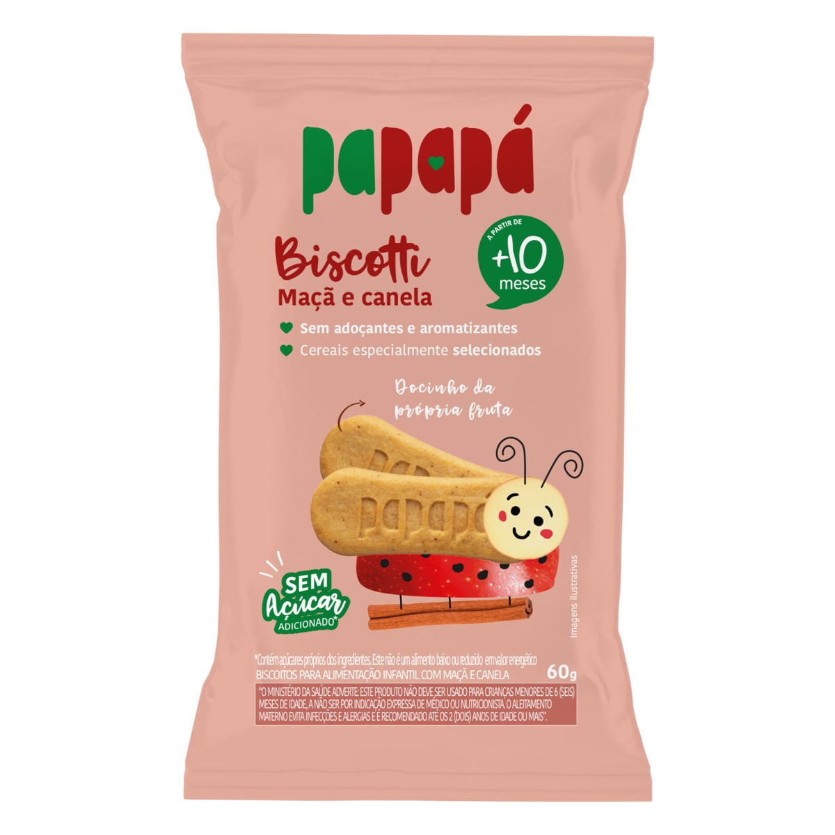 Biscoito PAPAPÁ Biscotti Maçã e Canela sem Açúcar 60g