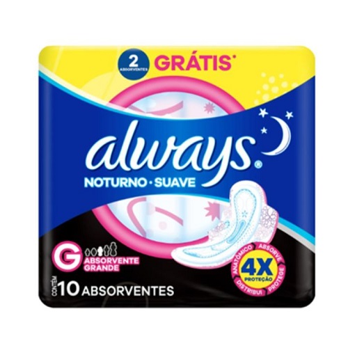 Absorvente Always Noturno C/ Abas Suave Lv10 Pg8