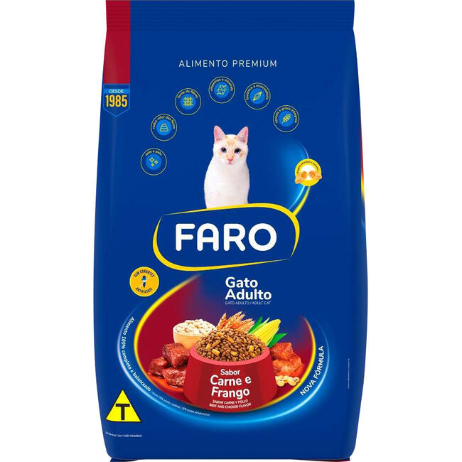 Alimento para Gatos Adultos Faro Carne e Frango 900g