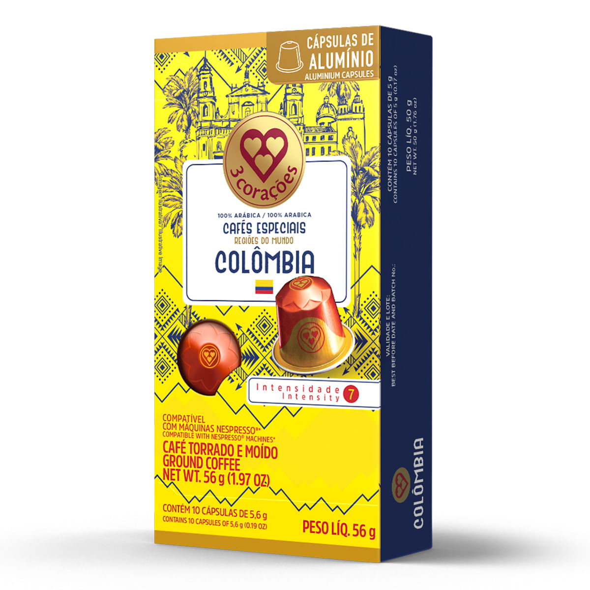 Café 3 CORAÇÕES Colômbia Intensidade 7 Compatível Apenas Máquinas Nespresso com 10 Cápsulas