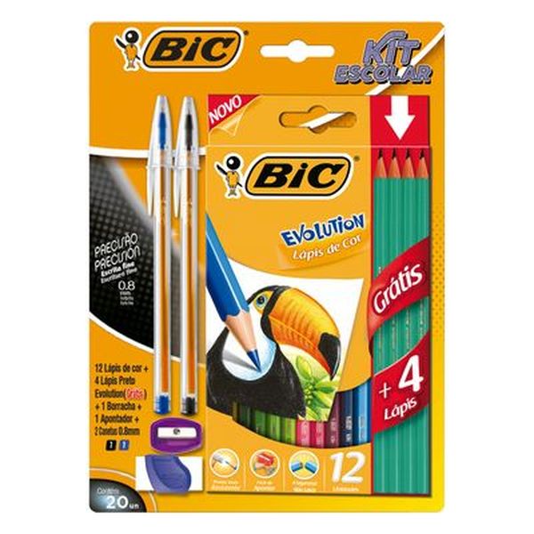 Kit Escolar Bic Precisão - Com 16 Peças + 4 Lápis Grátis - Ref. 970932