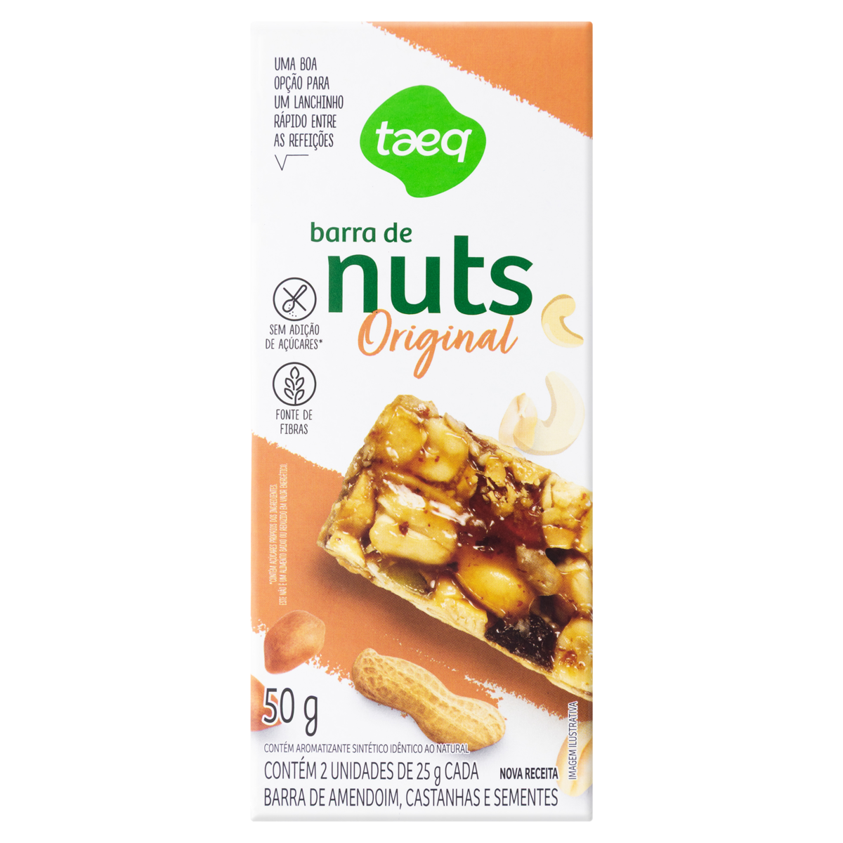 Pack Barra de Nuts Original Taeq Caixa 50g 2 Unidades