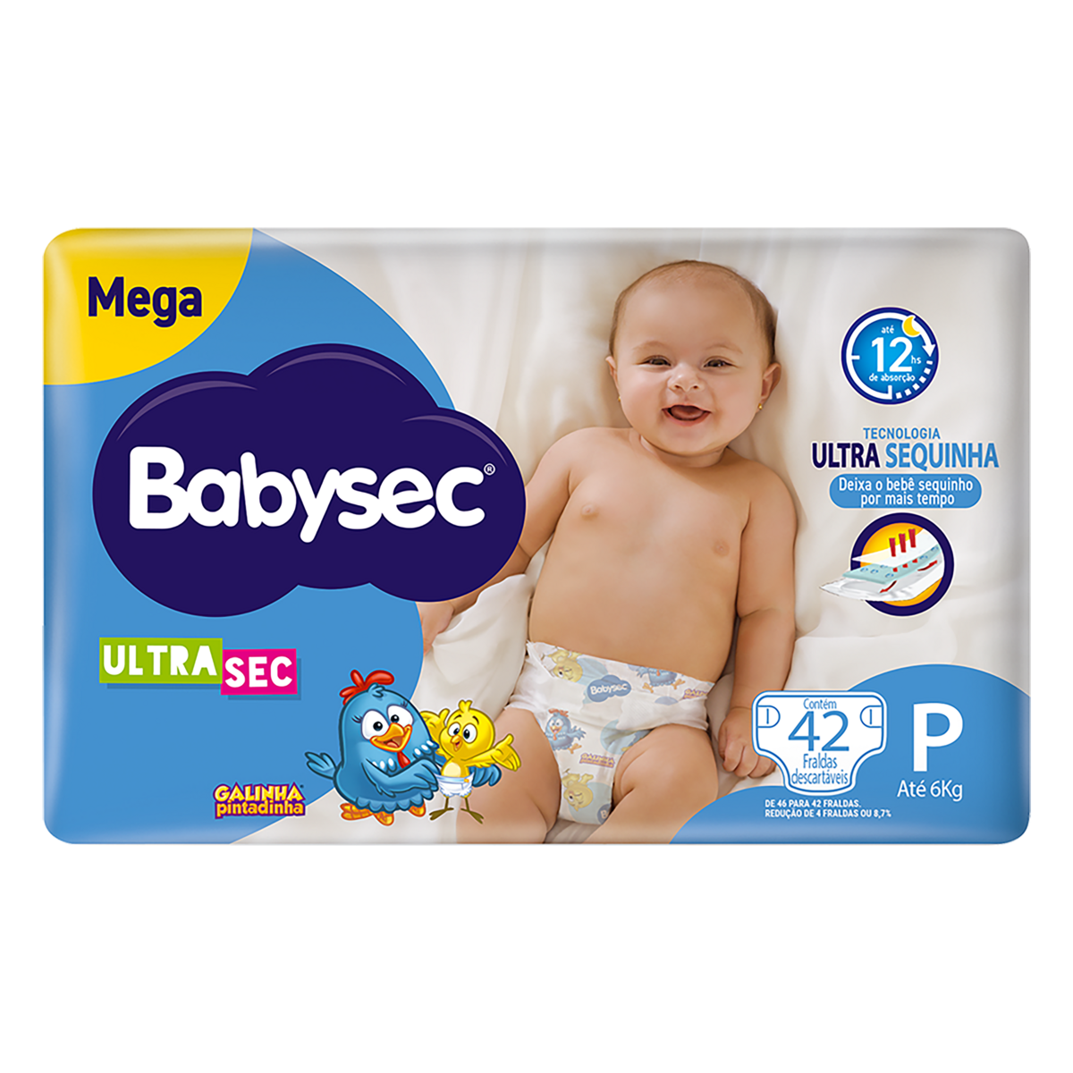 Fralda Descartável Babysec Ultra Sec P Megapacote 42 Unidades