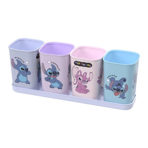 Porta Caneta C/bandeja Stitch Plasutil 5pc