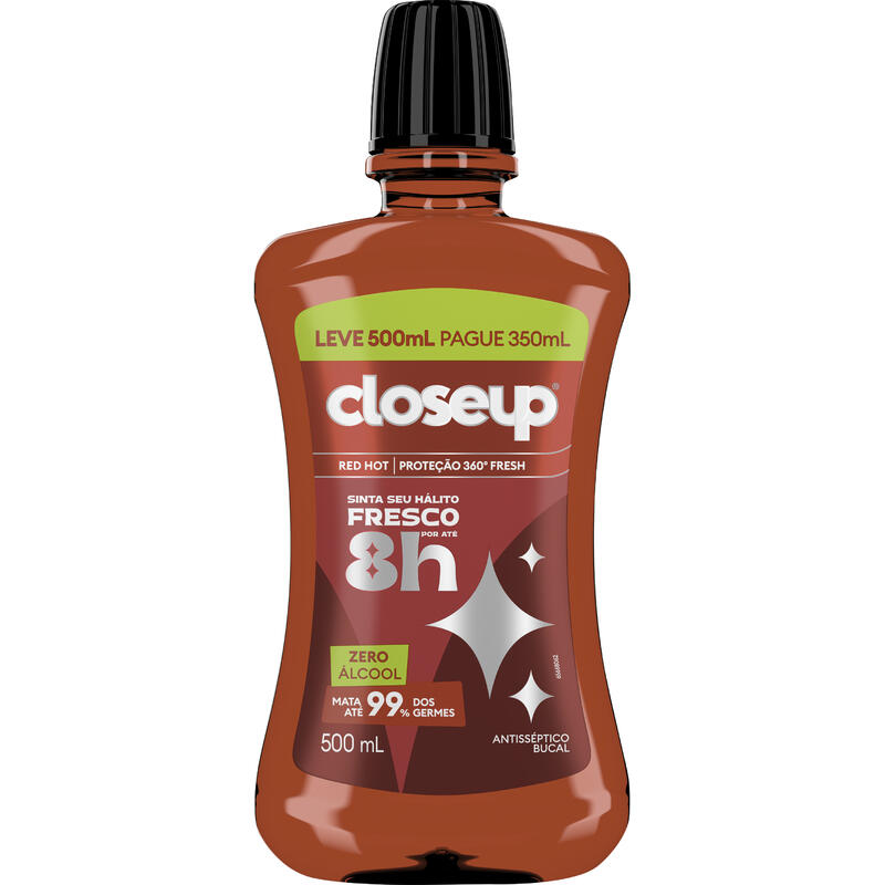 Antisséptico Bucal Closeup Fresh Red Hot Zero LV 500ml PG 350ml