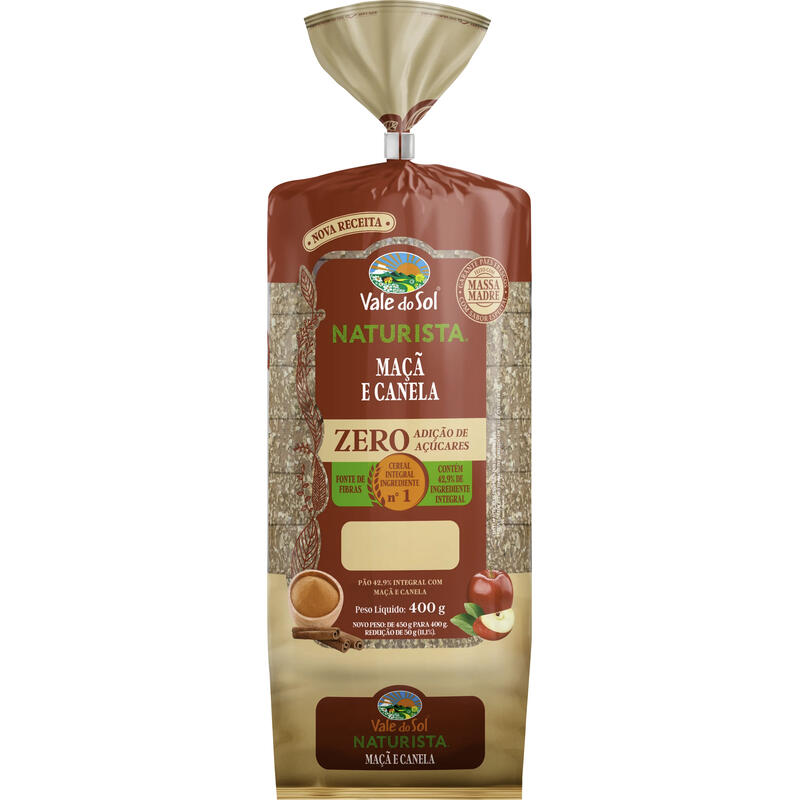 Pão Integral Vale do Sol Naturista Maçã e Canela 400g
