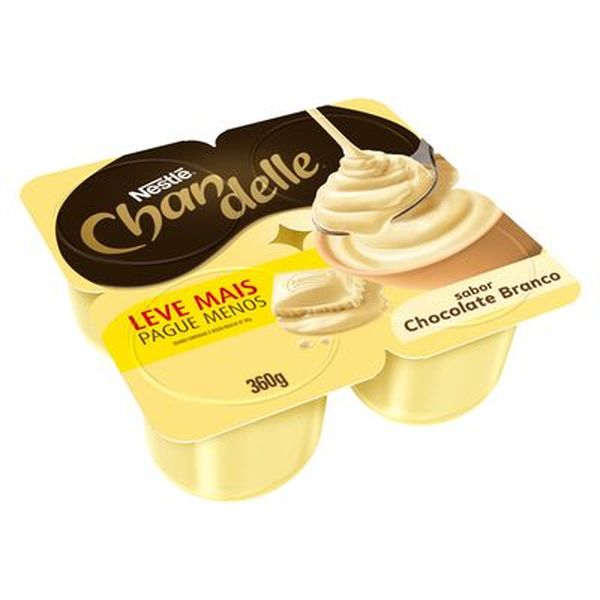 Sobremesa Láctea Chocolate Branco Chandelle Bandeja 360g 4 Unidades