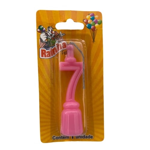 Vela De Aniversário Numerada Plastico Rainha Rosa Nº7