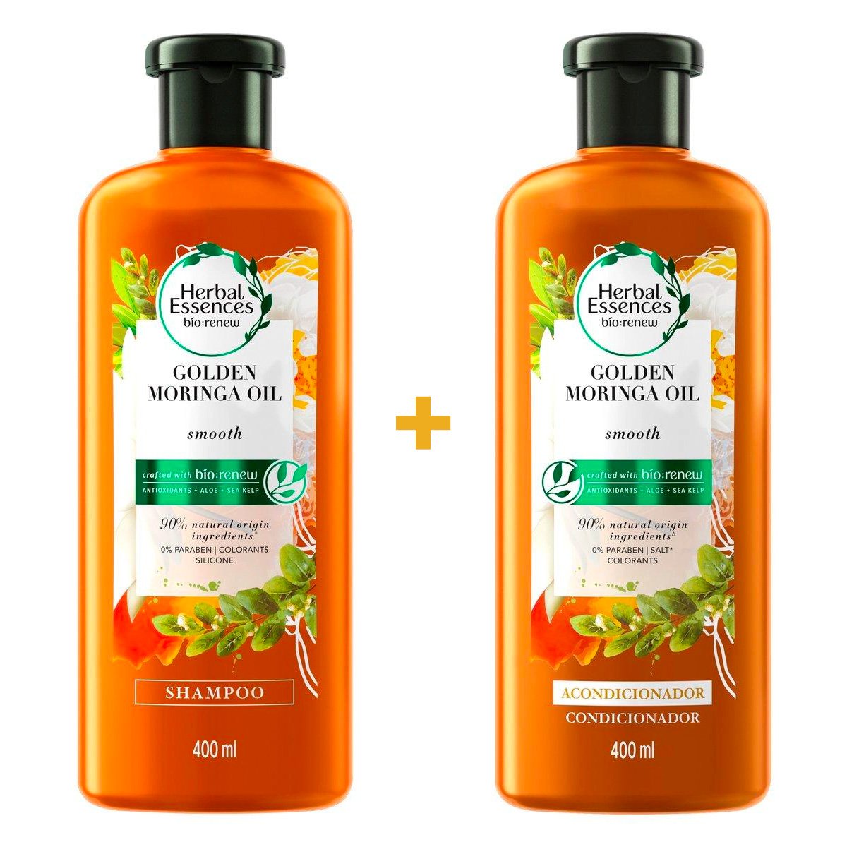Kit Shampoo + Condicionador Herbal Essences Bio Renew Golden Óleo de Moringa 400ml Cada
