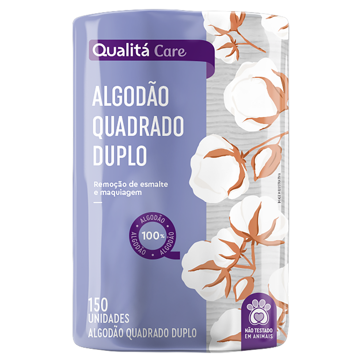Algodão Quadrado Duplo Qualitá Care Pacote 150 Unidades