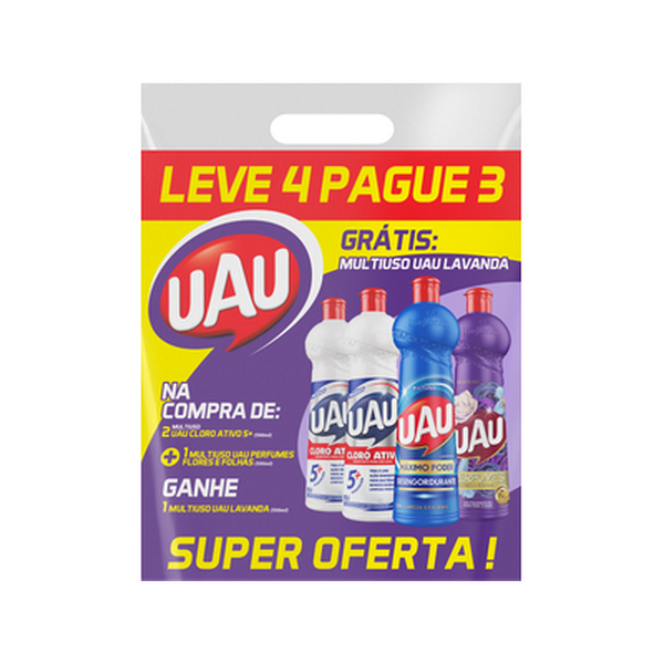 Cj.limpador Uau Cloro+m.uso 500ml L4 P3
