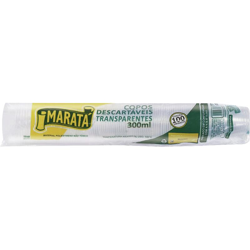 Copo Plástico Descartável Maratá Transp ABNT 300ml 100un