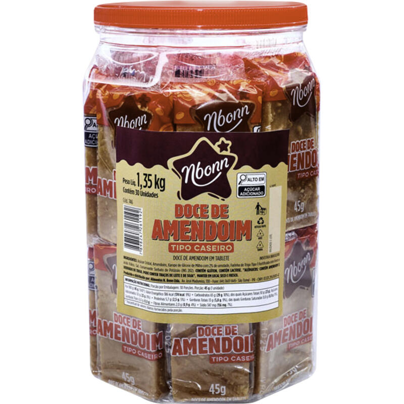 Doce de Amendoim Nbonn Paçoca Caseira 30x45g