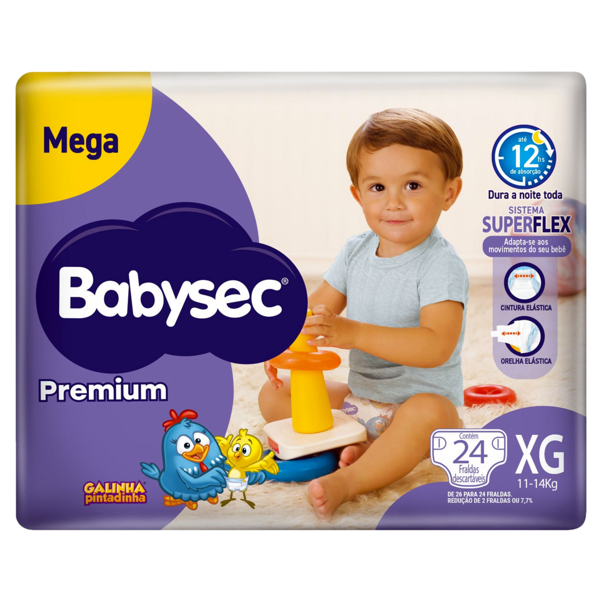 Fralda Descartável Babysec Premium XG Megapacote 24 Unidades