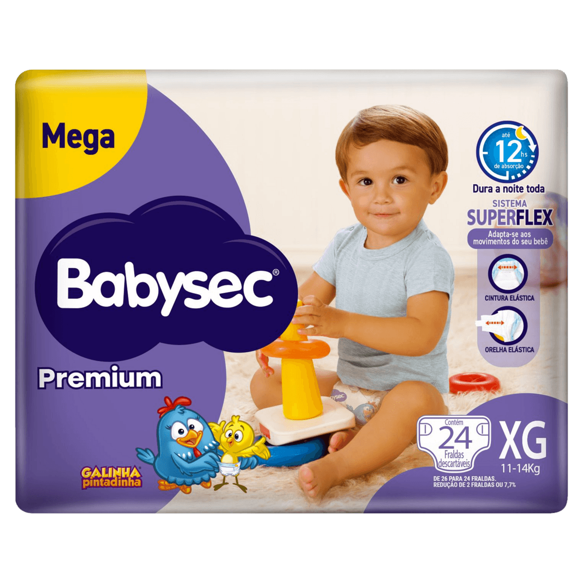Fralda Descartável Babysec Premium XG Megapacote 24 Unidades